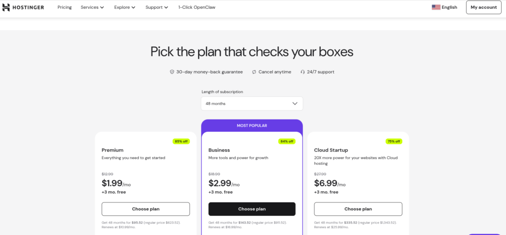 Hosting giá rẻ cho sinh viên Hostinger