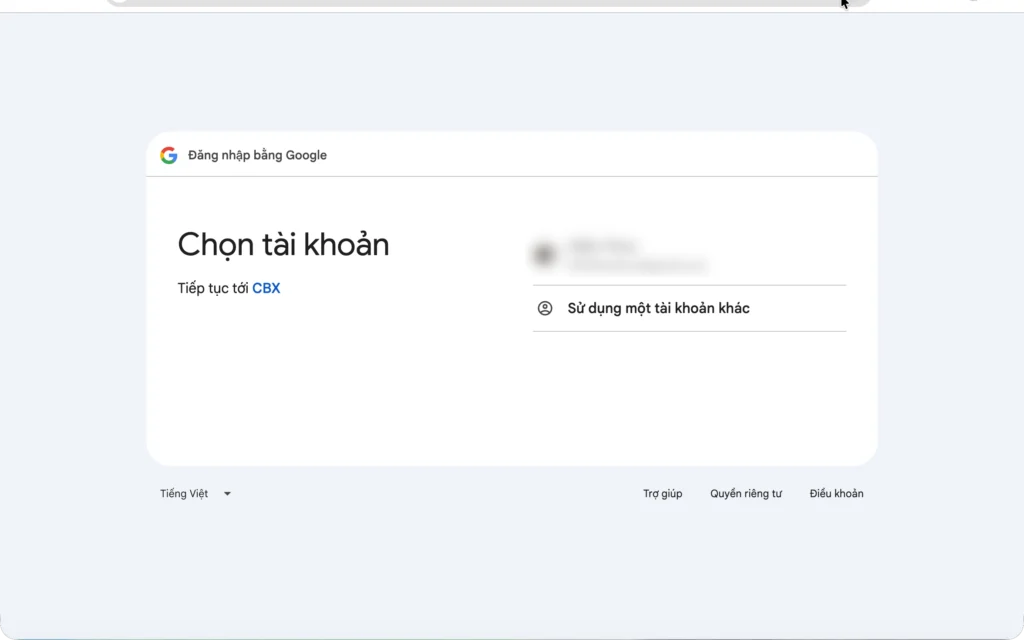 Chọn tài khoản email
