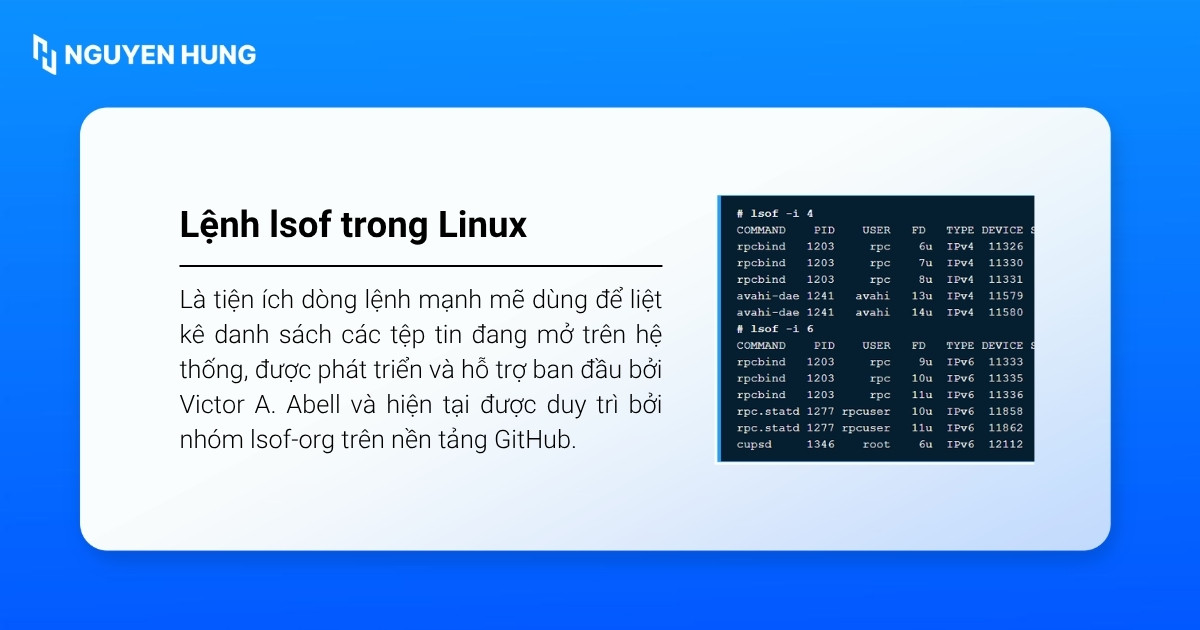 Hướng dẫn sử dụng lệnh lsof theo dõi file đang mở trên Linux