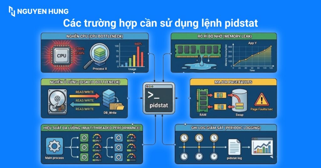 Các trường hợp cần sử dụng lệnh pidstat