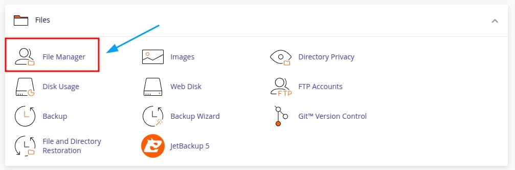 bạn đăng nhập vào cPanel và tìm đến công cụ File Manager