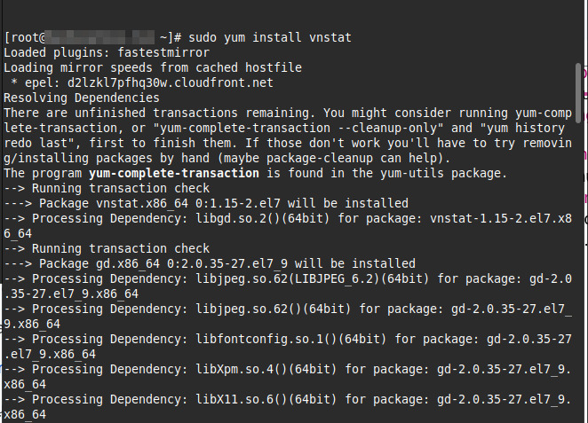 Cài lệnh sudo dnf install vnstat